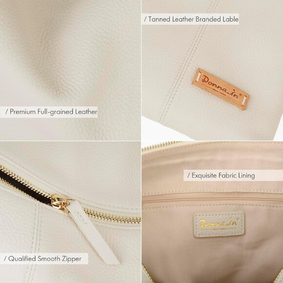 Premium Full Grain Leather Dumpling Bag Women Crossbody Shoulder Handbag Off-whi - Picture 5 of 8